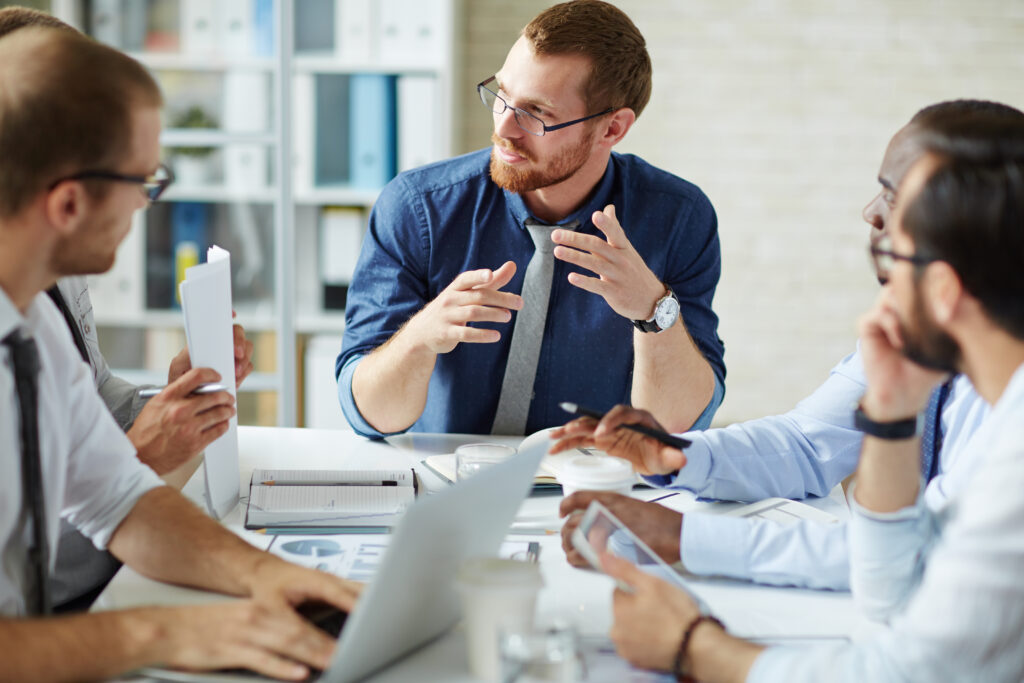 Meeting of businessmen, business owner, delegate