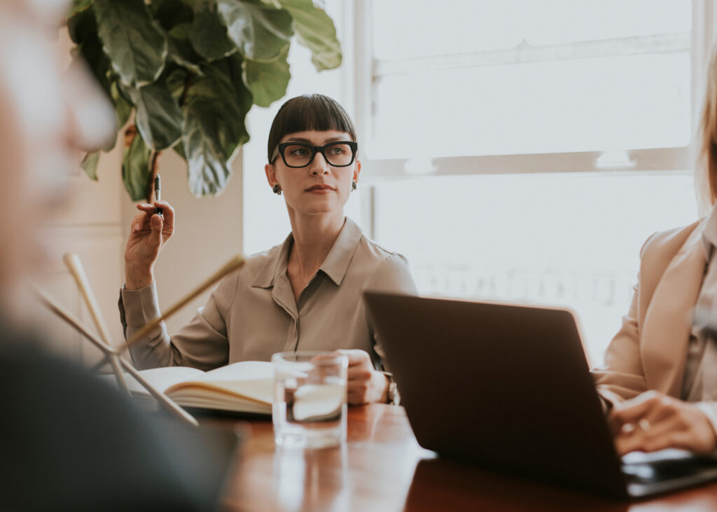 Businesswoman in an office meeting, done right, do it yourself, successful woman