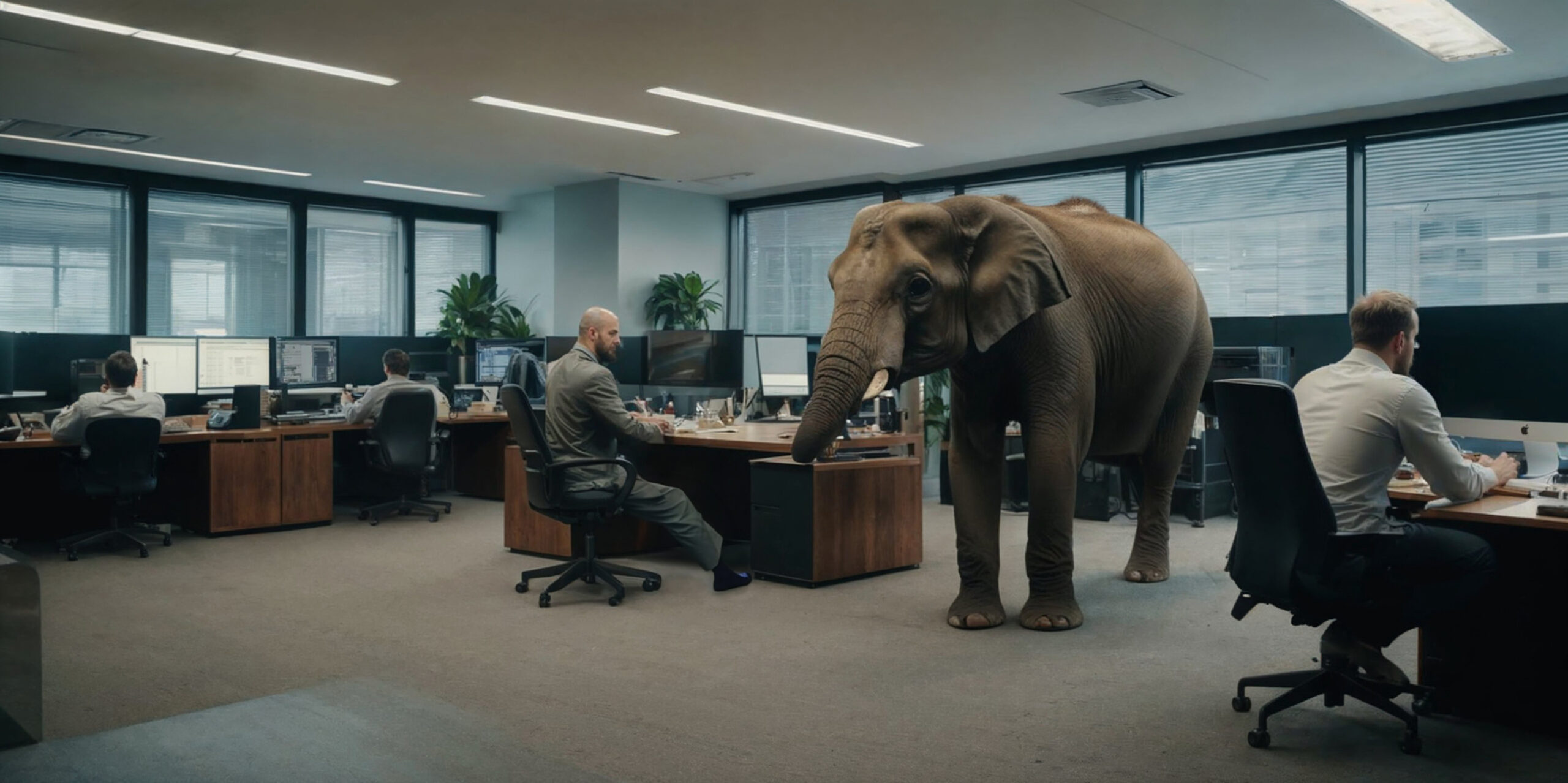 Elephant in the Room Illustrating Corporate Challenges at Modern Office, Way to Create a Good Company Culture