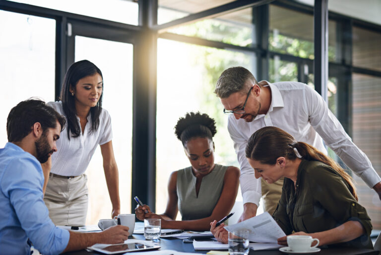 Business people, meeting and budget planning, discussion about spending and resources, strategic spending