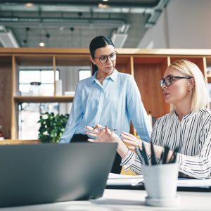 businesswoman explaining an idea with a coworker about things Silicon Valley can learn from smaller companies